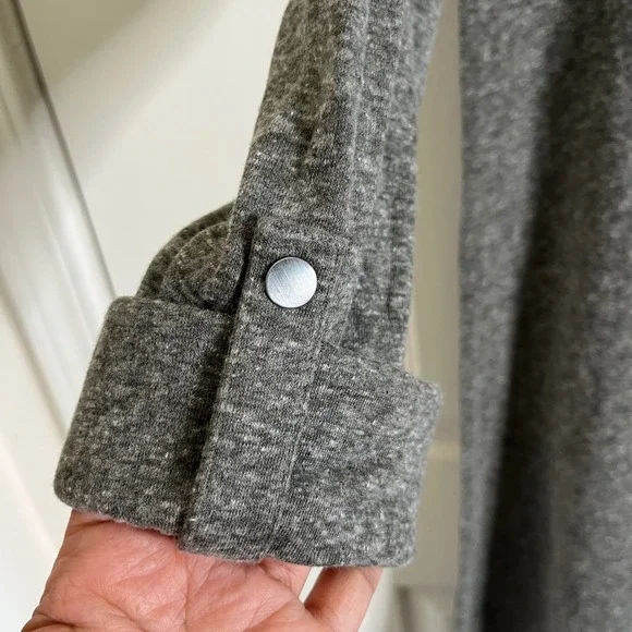 Z Supply Double Knit Symphony Dress Women S Grey NEW Roll Tab Sleeve Loungewear - Picture 7 of 9